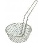 Browne 79737 Nickel-Plated Steel Wire Coarse Mesh Round Culinary Basket with Uncoated Handle 12" Dia.