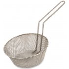 Browne 79751 Nickel-Plated Steel Wire Fine Mesh Round Culinary Basket with Uncoated Handle 8" Dia.