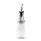 TableCraft 60125 Oil & Vinegar Glass Bottle with Stainless Steel Pourer - Clear - 6 oz