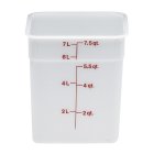 Cambro 8SFSP148 CamSquare Polyethylene Food Storage Container with Red Graduations 8 qt. - Natural White