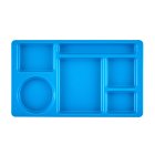 Cambro 915CW168 Camwear 2 x 2 Polycarbonate Ambidextrous 6-Compartment Tray 8-3/4" x 15" - Blue - 24/Case