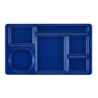 Cambro 915CW186 Camwear 2 x 2 Polycarbonate Ambidextrous 6-Compartment Tray 8-3/4" x 15" - Navy Blue - 24/Case