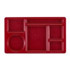Cambro 915CW416 Camwear 2 x 2 Polycarbonate Ambidextrous 6-Compartment Tray 8-3/4" x 15" - Cranberry - 24/Case