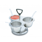 Vollrath 99637 Stainless Steel 3-Way Revolving Condiment Server with Rack and (3) 10 oz. Bowls