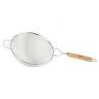 TableCraft 99 Tin-Plated Medium Double Mesh Strainer with 10-1/4" dia. Bowl and Wood Handle