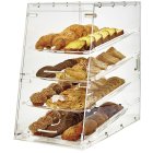 Winco ADC-4 Countertop Knock-Down 4-Tray Acrylic Tiered Display Case with Front & Rear Doors 14" x 24" x 24"H - Clear