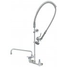 T&S Brass B-0133-01-44H EasyInstall Wall Mounted 37-1/2"H Pre-Rinse Faucet with Adjustable 8" Centers, Spray Valve, 44" Hose, 14" Add-On Faucet, and 9" Wall Bracket