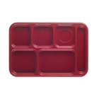 Cambro BCT1014416 Plastic Rectangular Tray w/ (6) Compartments, 10" x 14 1/2", Cranberry - 24ea/Case