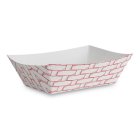 Boardwalk BWK30LAG100 Red/White Paper Food Boat Tray 1 lb. Capacity - 1000/Case