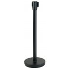 Winco CGS-38K Crowd Control Guidance System Steel Stanchion Post 35-1/2"H with 6-1/2' Retractable Belt - Black