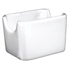 International Tableware CH225-02 European White Rolled Edge China Sugar Packet Holder / Sugar Caddy 3-3/8" x 2-3/8"H - 36/cs