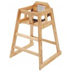 Winco CHH-101 Stackable Rubber Wood High Chair with Buckle Strap 29-1/4"H - Natural - Unassesmbled