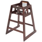 Winco CHH-103 Stackable Rubber Wood High Chair with Buckle Strap 29-1/4"H - Mahogany - Unassembled