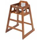 Winco CHH-104 Stackable Rubber Wood High Chair with Buckle Strap 29-1/4"H - Walnut - Unassesmbled