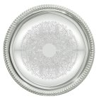 Winco CMT-14 Chrome-Plated Round Serving Tray with Gadroon Edge and Traditional Engraving 14" - 24/Case