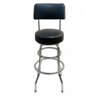 AAA Furniture Wholesale DRB/BACK BLK Swivel Seat Bar Stool with Back & Double Footring 41"OAH Black Vinyl