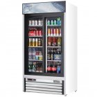 Everest Refrigeration EMGR33 White 2-Section 2 Glass Slide Door Merchandiser Refrigerator 40" - 115v