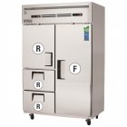 Everest Refrigeration ESRF2D2 2-Section 1 Full & 1 Half Solid Door / 2-Drawer Reach-In Dual Temp Refrigerator & Freezer Combo 50" - 115V