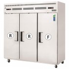 Everest Refrigeration ESRF3 3-Section 3 Solid Door Reach-In Dual Temp Refrigerator/Freezer Combo 75" - 115V