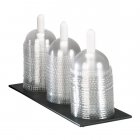 Dispense-Rite FDL-3 Countertop 3-Section Polystyrene Dome Lid Organizer 9"H x 5"W x 14-1/2"D - Black