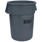 Rubbermaid FG264356GRAY BRUTE "Inedible" Round Food Processing Container 44 Gal. - Gray