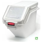 Rubbermaid FG9G5700WHT ProSave Safety Storage Shelf Ingredient Bin with Sliding Lid & Scoop - 6.3 Gallon / 100 Cup Capacity