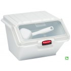 Rubbermaid FG9G6000WHT ProSave Safety Storage Shelf Ingredient Bin with Sliding Lid & Scoop - 2.6 Gallon / 40 Cup Capacity