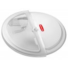 Rubbermaid FG9G7800WHT ProSave Round Flat Lid with 4-Cup Scoop & Clear Rotating Sliding Door - White - fits BRUTE 2632 Containers