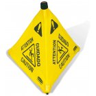 Rubbermaid FG9S0100YEL Multi-Lingual "Caution" Wet Floor Pop-Up Floor Cone Safety Sign with Wall-Mounted Case 30" - Yellow
