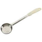 Winco FPP-3 One-Piece Stainless Steel Perforated Round Food Portioner with Ivory Plastic Handle 3 oz.
