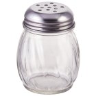 Winco G-107 Glass Swirl Cheese Shaker with Stainless Steel Perforated Top 6 oz. - Clear - 60/Case