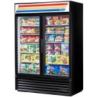 True GDM-49F-HC~TSL01 Black 2 Glass Swing Door Merchandiser Freezer 54" - 49 cu. ft. - 115v