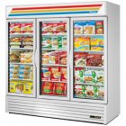 True GDM-72F-HC~TSL01 White 3 Glass Swing Door Merchandiser Freezer 78" - 72 cu. ft.- 115/208-230v