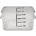 Rubbermaid FG630400CLR Space Saving Plastic Square Food Storage Container with Liter and Qt. Gradations 4 Qt - Clear