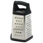 Winco GT-401 Stainless Steel 5-Sided Ergonomic Box Grater with Black Soft Grip Handle 5" x 5" x 8" - 48/Case