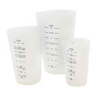 TableCraft HSMC3 3-Piece Silicone Stackable Flexible Measuring Cup Set - includes: (1) 1 cup, (1) 2 cup & (1) 4 cup - Translucent - 6 Sets/Case