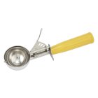 Winco ICD-20 Stainless Steel Thumb-Press Ice Cream Disher with Yellow Plastic Handle 2 oz. - Size 20 - 36/Case