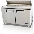 Migali C-SP48-12-HC Competitor Series 2-Section 2 Solid Door Standard Top Refrigerated Salad/Sandwich Prep Table 48" - Holds (12) 1/6 size panss - 12 cu.ft. - 115v