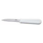 Winco K-40P Stainless Steel Paring Knife with 3" Blade and White Polypropylene Handle - 360/Case