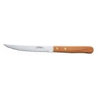 Winco K-45W Stainless Steel Serrated Pointed Tip Steak Knife with 4-1/2" Blade and Wooden Handle - 576/Case