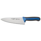 Winco KSTK-80 Sof-Tek High Carbon Steel Chef's Knife with 8" Blade and Black/Blue TPR Handle - 6/Case
