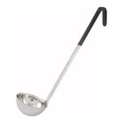 Winco LDC-6 One-Piece Stainless Steel Color-Coded Ladle with 15-1/2" Black Coated Hooked Handle 6 oz. - 120/Case