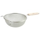 Winco MSTF-8D Tin-Plated Stainless Steel Double Fine Mesh Strainer with 8" dia. Bowl and 6-1/4"L Wood Handle - 48/Case