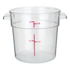 Winco PCRC-1 Polycarbonate Round Food Storage Container with Graduations and Handles 1 qt. - Clear - 48/Case