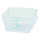 Winco PCSC-2C Polycarbonate Square Food Storage Container with Graduations and Handles 2 qt. - Clear - 60/Case