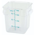 Winco PCSC-4C Polycarbonate Square Food Storage Container with Graduations and Handles 4 qt. - Clear - 48/Case