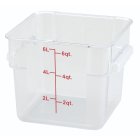 Winco PCSC-6C Polycarbonate Square Food Storage Container with Graduations and Handles 6 qt. - Clear - 24/Case