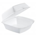 Phillips Distribution PD1928 Dart Solo 60HT1 White XPS Insulated White Foam Hinged Lid Food Container 6" x 6" x 3"H - 500/Case
