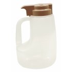 TableCraft PP48BE Option Syrup Dispenser with Graduated Markings and Plastic Beige Lid 48 oz. - 6/Case