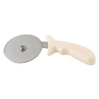 Winco PPC-4W Stainless Steel Pizza Cutter with 4" dia. Blade and White Plastic Handle - 72/Case